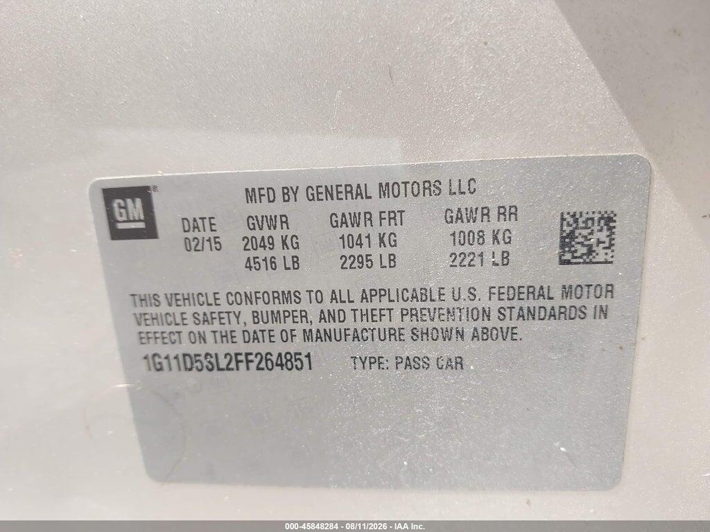 1G11D5SL2FF264851 2015 CHEVROLET MALIBU photo no. 9