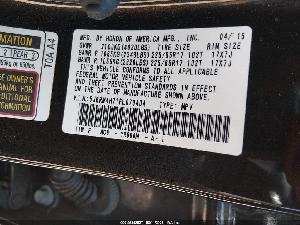 5J6RM4H71FL070404 2015 HONDA CR-V photo no. 9