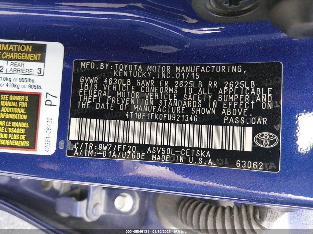 4T1BF1FK0FU921346 2015 TOYOTA CAMRY photo no. 9