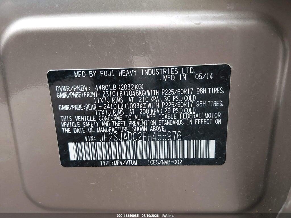 JF2SJADC2FH455976 2015 SUBARU FORESTER photo no. 9