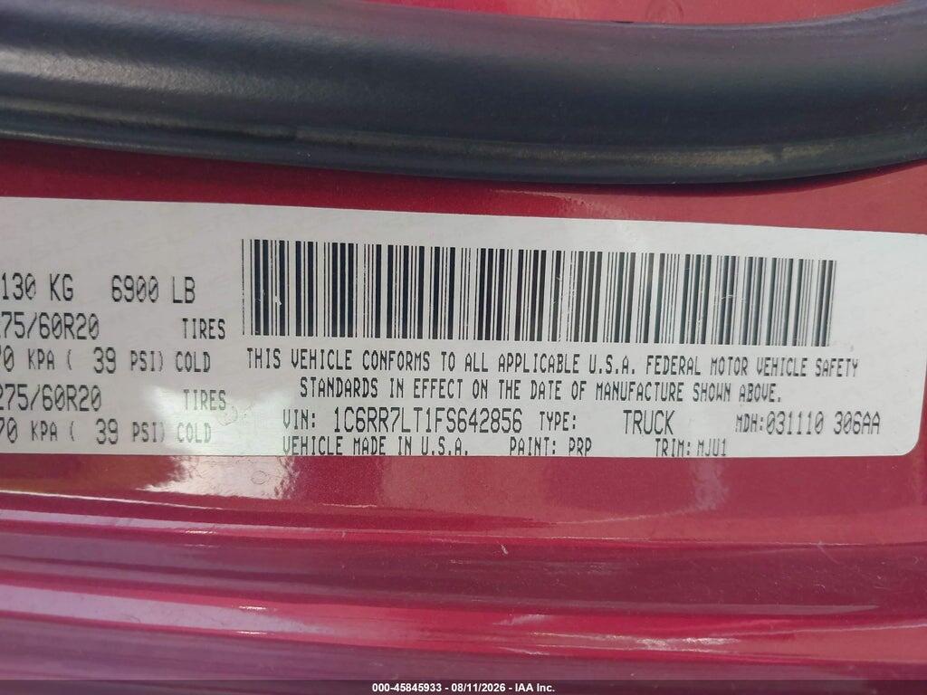 1C6RR7LT1FS642856 2015 RAM 1500 photo no. 9