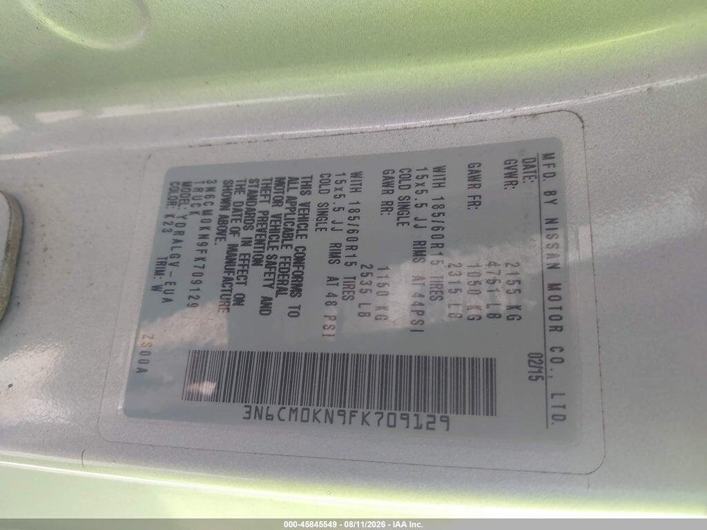 3N6CM0KN9FK709129 2015 NISSAN NV200 photo no. 9