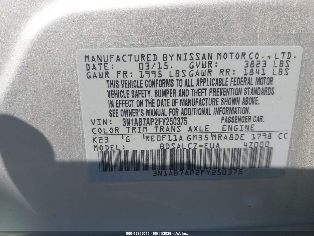 3N1AB7AP2FY250375 2015 NISSAN SENTRA photo no. 9