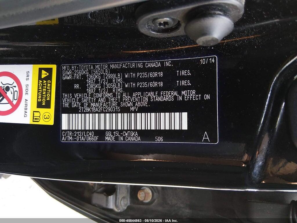 2T2BK1BA2FC290315 2015 LEXUS RX 350 photo no. 9