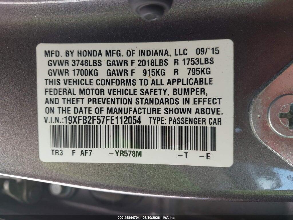 19XFB2F57FE112054 2015 HONDA CIVIC photo no. 9