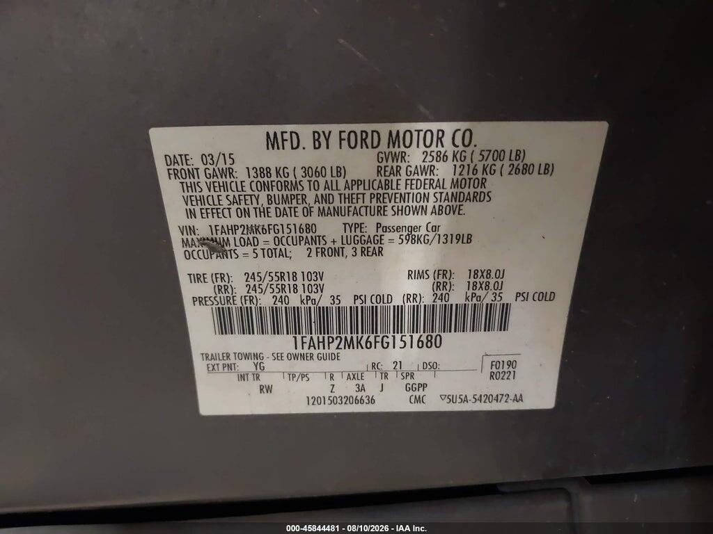 1FAHP2MK6FG151680 2015 FORD POLICE INTERCEPTOR photo no. 9