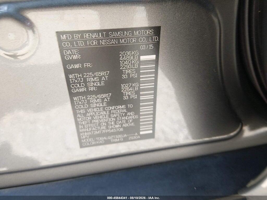 KNMAT2MT7FP545706 2015 NISSAN ROGUE photo no. 9