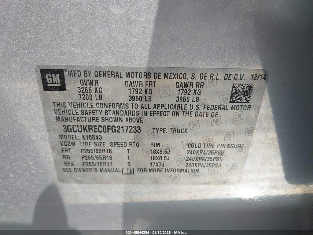 3GCUKREC0FG217233 2015 CHEVROLET SILVERADO 1500 photo no. 9