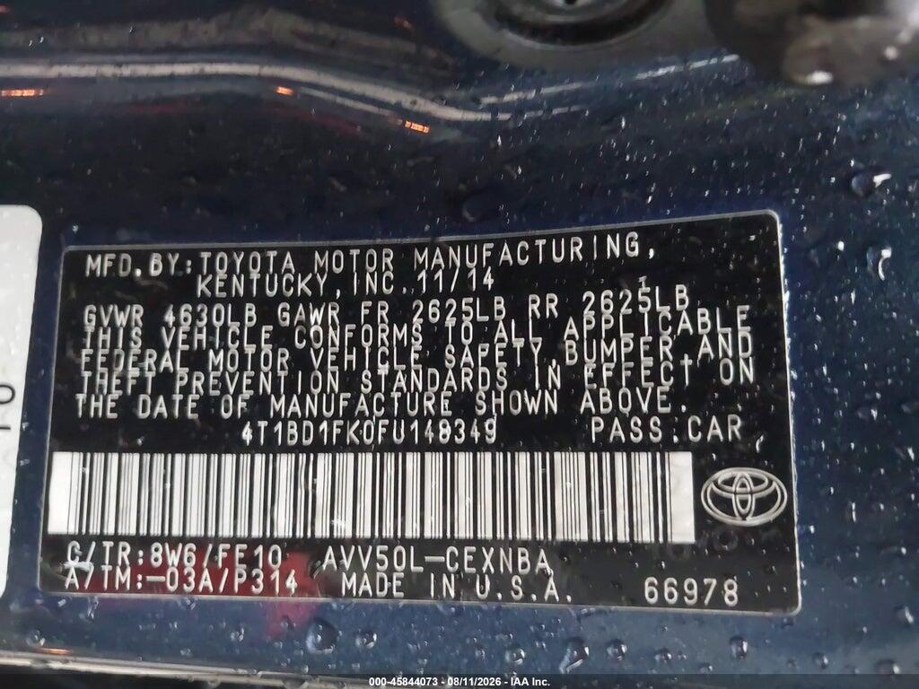 4T1BD1FK0FU148349 2015 TOYOTA CAMRY HYBRID photo no. 9
