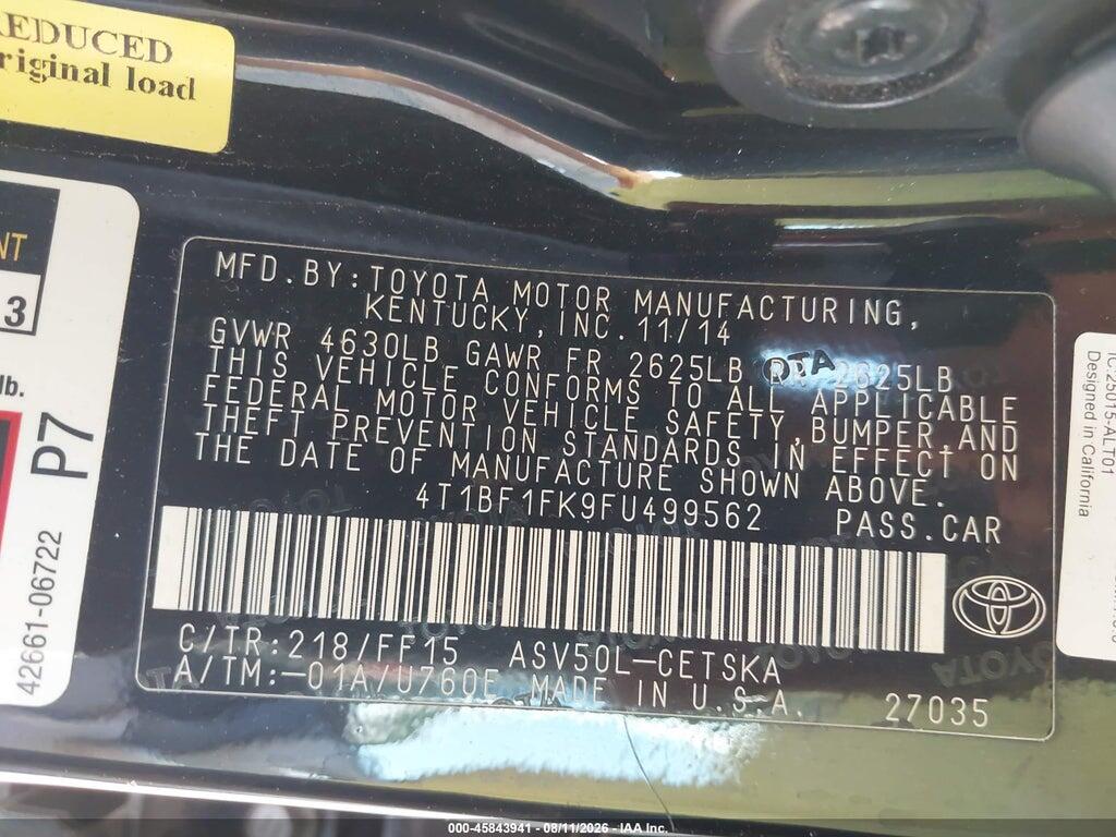 4T1BF1FK9FU499562 2015 TOYOTA CAMRY photo no. 9