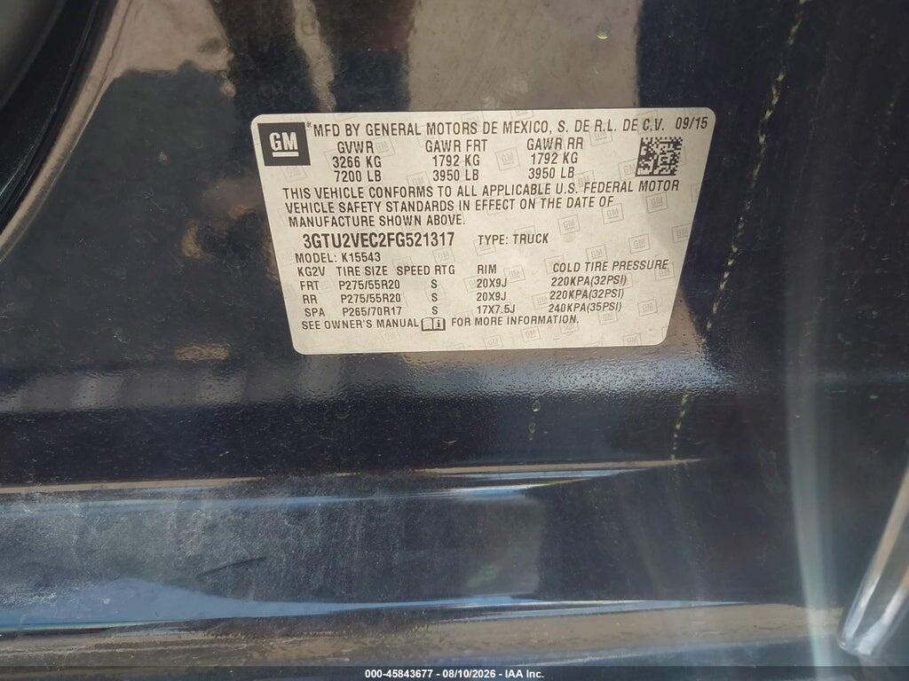 3GTU2VEC2FG521317 2015 GMC SIERRA 1500 photo no. 9
