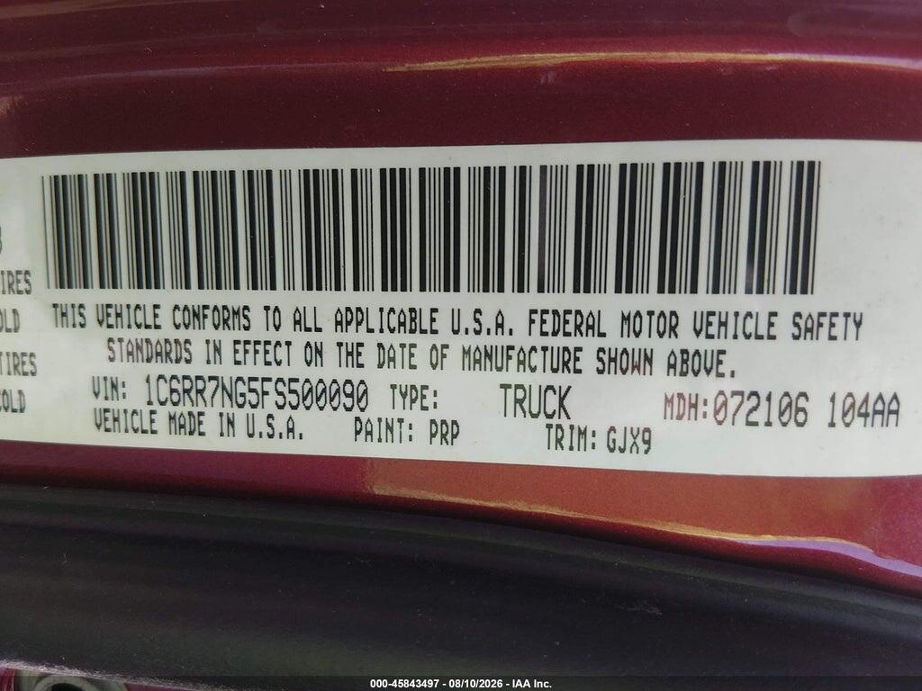 1C6RR7NG5FS500090 2015 RAM 1500 photo no. 9