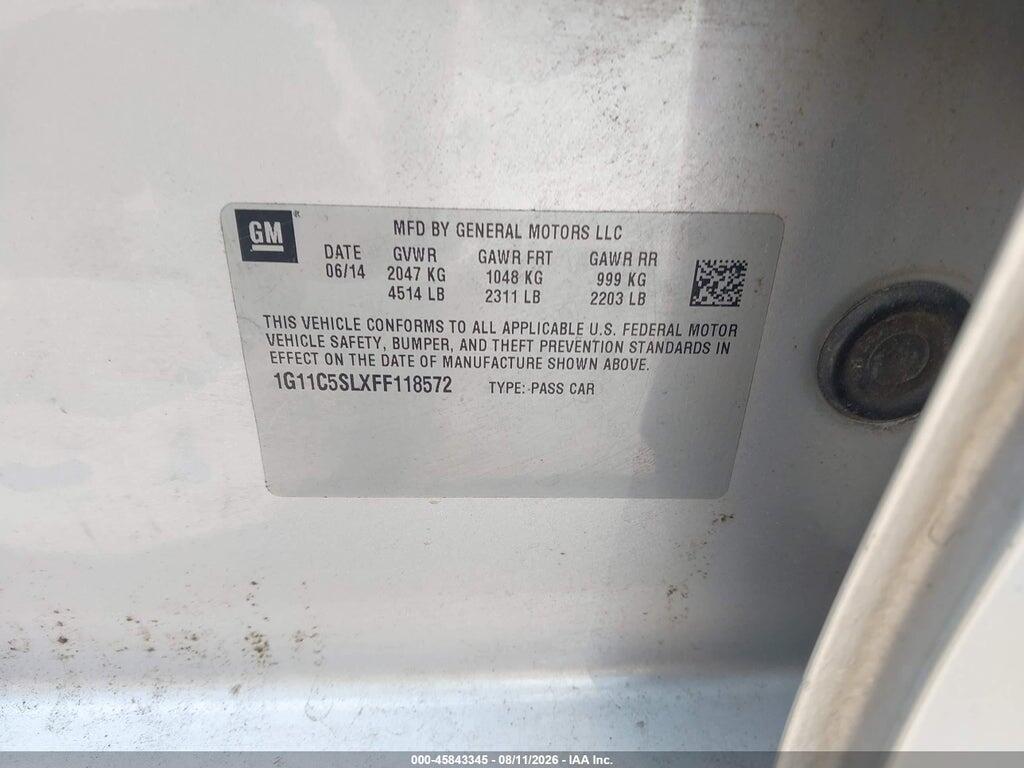 1G11C5SLXFF118572 2015 CHEVROLET MALIBU photo no. 9