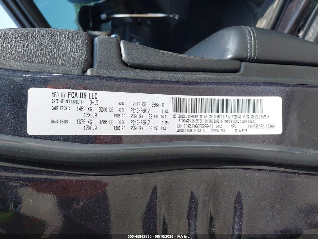 1C4RJFAG3FC806411 2015 JEEP GRAND CHEROKEE photo no. 9