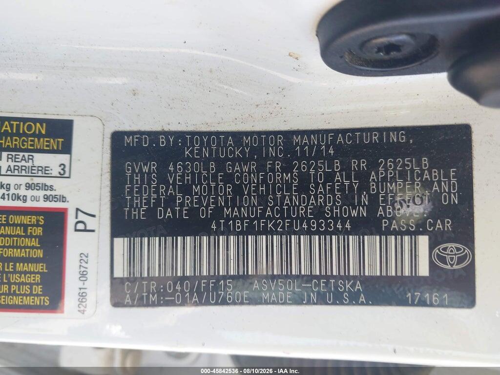 4T1BF1FK2FU493344 2015 TOYOTA CAMRY photo no. 9