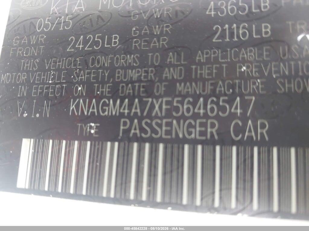 KNAGM4A7XF5646547 2015 KIA OPTIMA photo no. 9