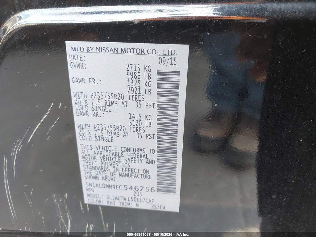 5N1AL0MN4FC546756 2015 INFINITI QX60 photo no. 9
