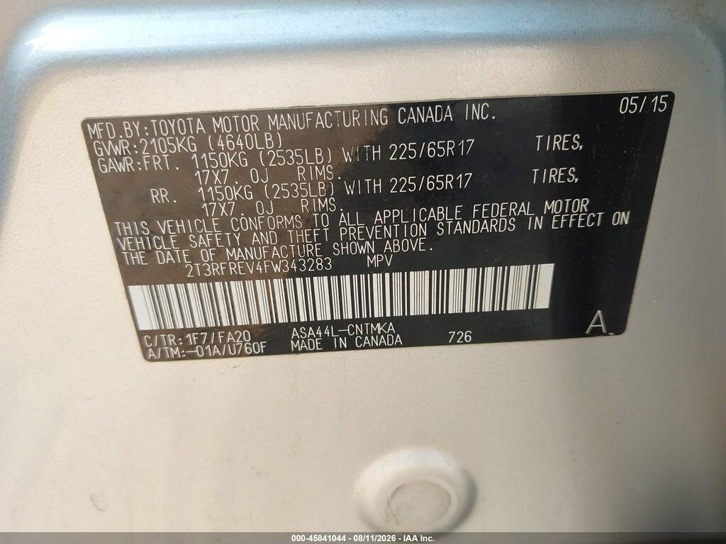 2T3RFREV4FW343283 2015 TOYOTA RAV4 photo no. 9