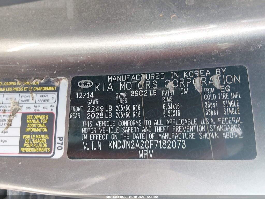 KNDJN2A20F7182073 2015 KIA SOUL photo no. 9