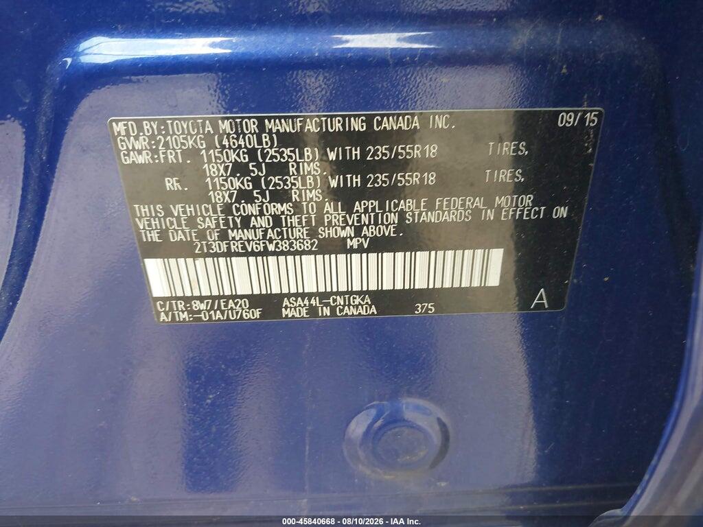 2T3DFREV6FW383682 2015 TOYOTA RAV4 photo no. 9