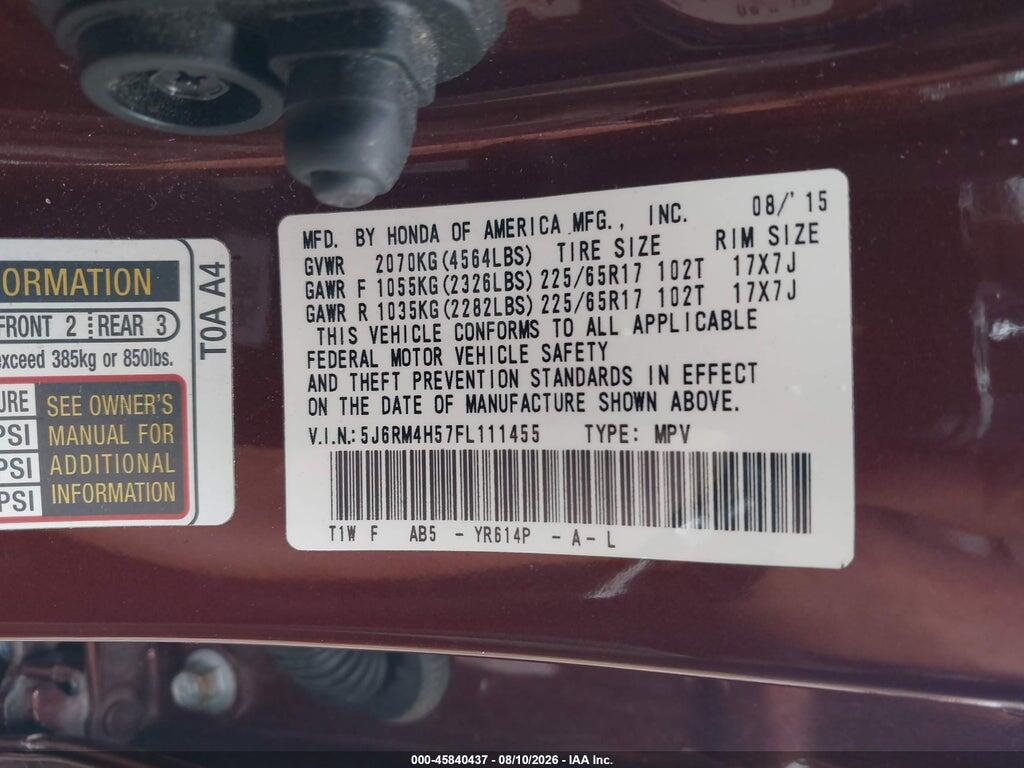 5J6RM4H57FL111455 2015 HONDA CR-V photo no. 9