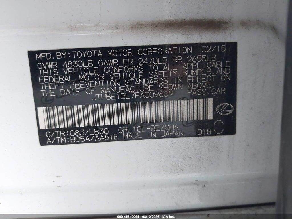 JTHBE1BL7FA009609 2015 LEXUS GS 350 photo no. 9