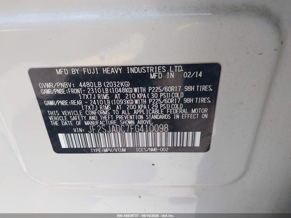 JF2SJADC7FG410098 2015 SUBARU FORESTER photo no. 9