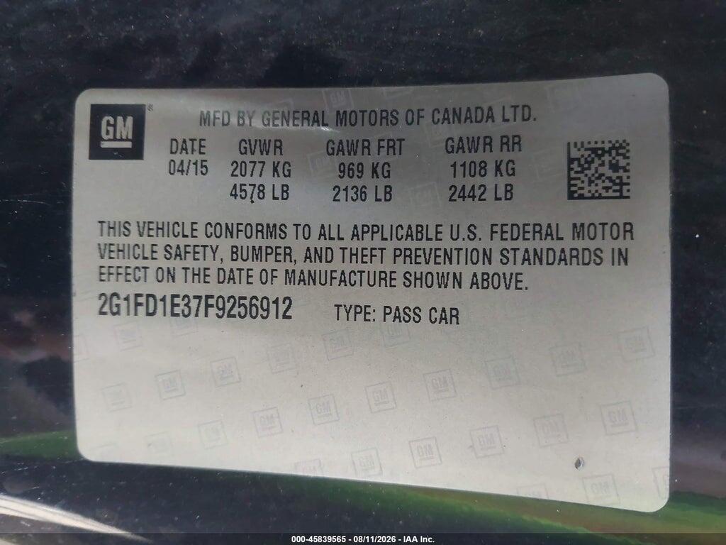 2G1FD1E37F9256912 2015 CHEVROLET CAMARO photo no. 9