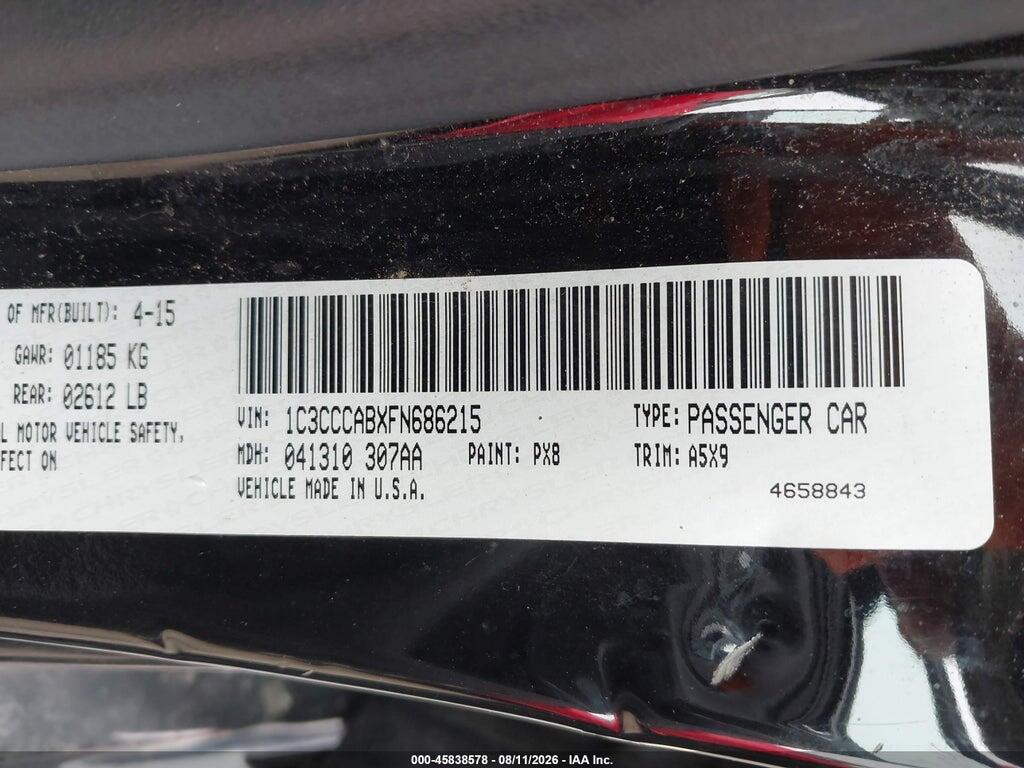 1C3CCCABXFN686215 2015 CHRYSLER 200 photo no. 9