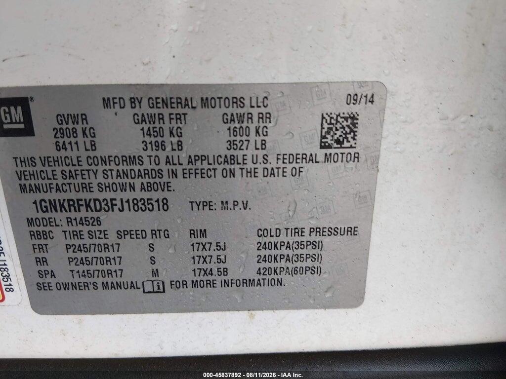 1GNKRFKD3FJ183518 2015 CHEVROLET TRAVERSE photo no. 9