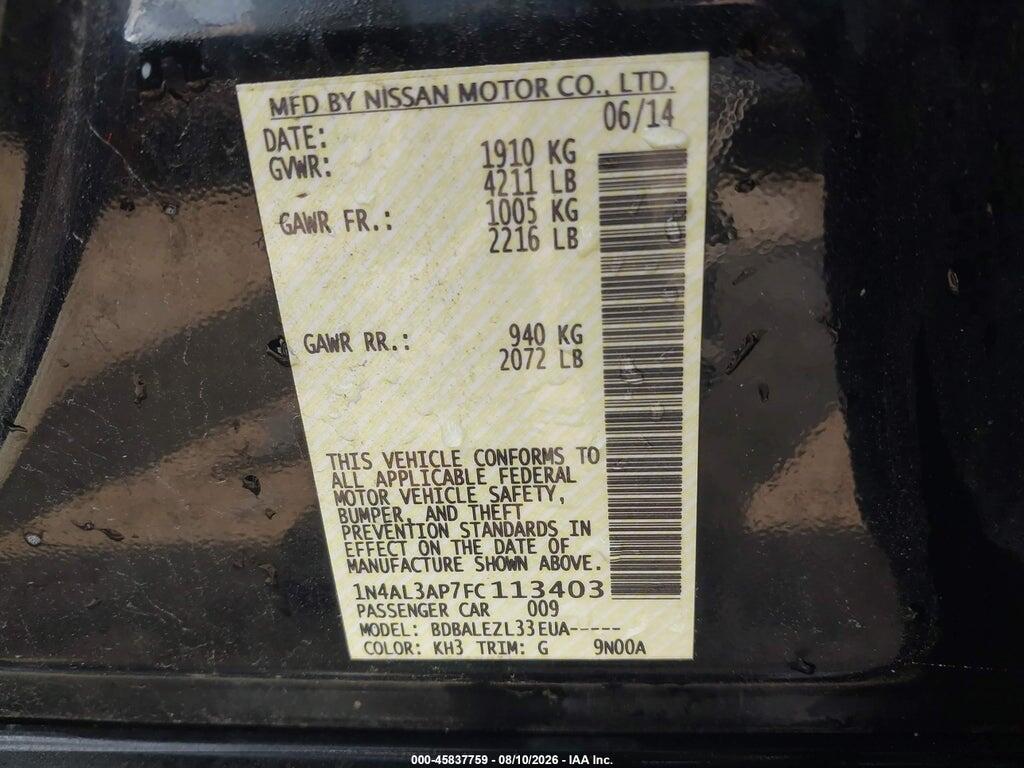 1N4AL3AP7FC113403 2015 NISSAN ALTIMA photo no. 9