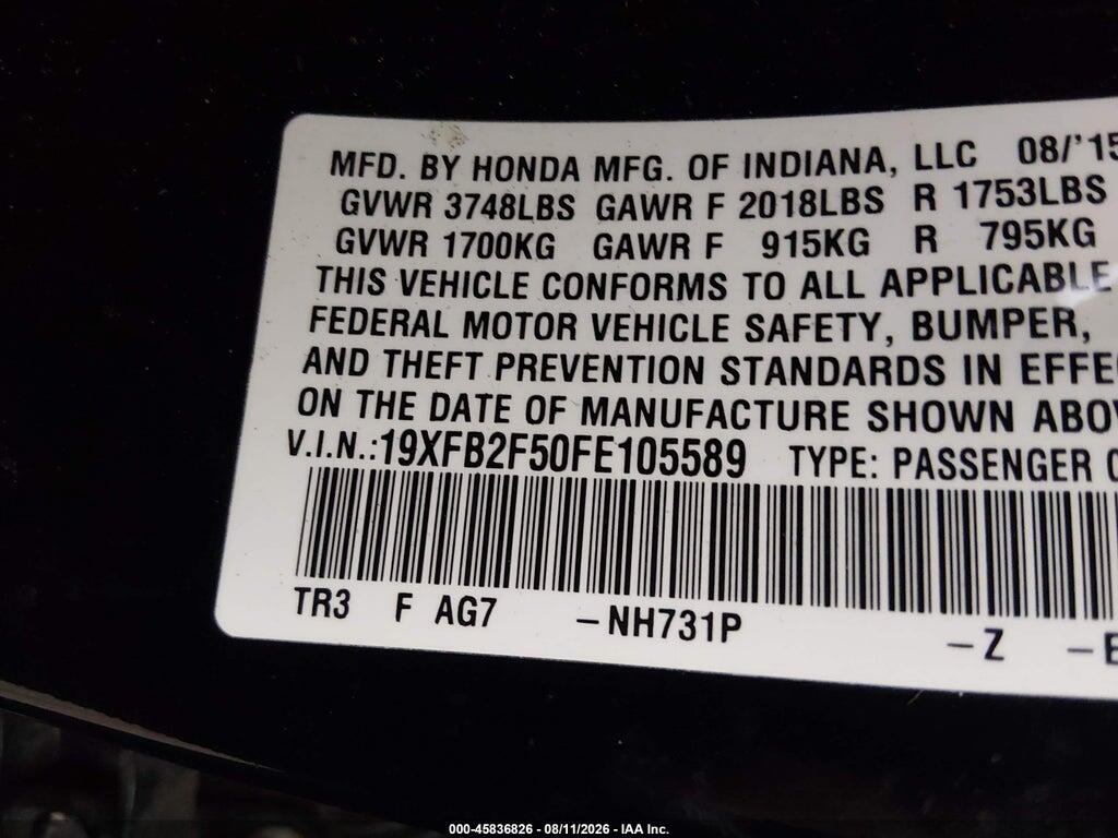 19XFB2F50FE105589 2015 HONDA CIVIC photo no. 9