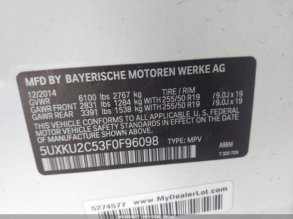 5UXKU2C53F0F96098 2015 BMW X6 photo no. 9