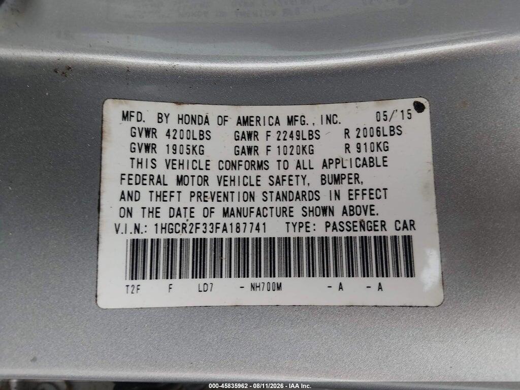 1HGCR2F33FA187741 2015 HONDA ACCORD photo no. 9