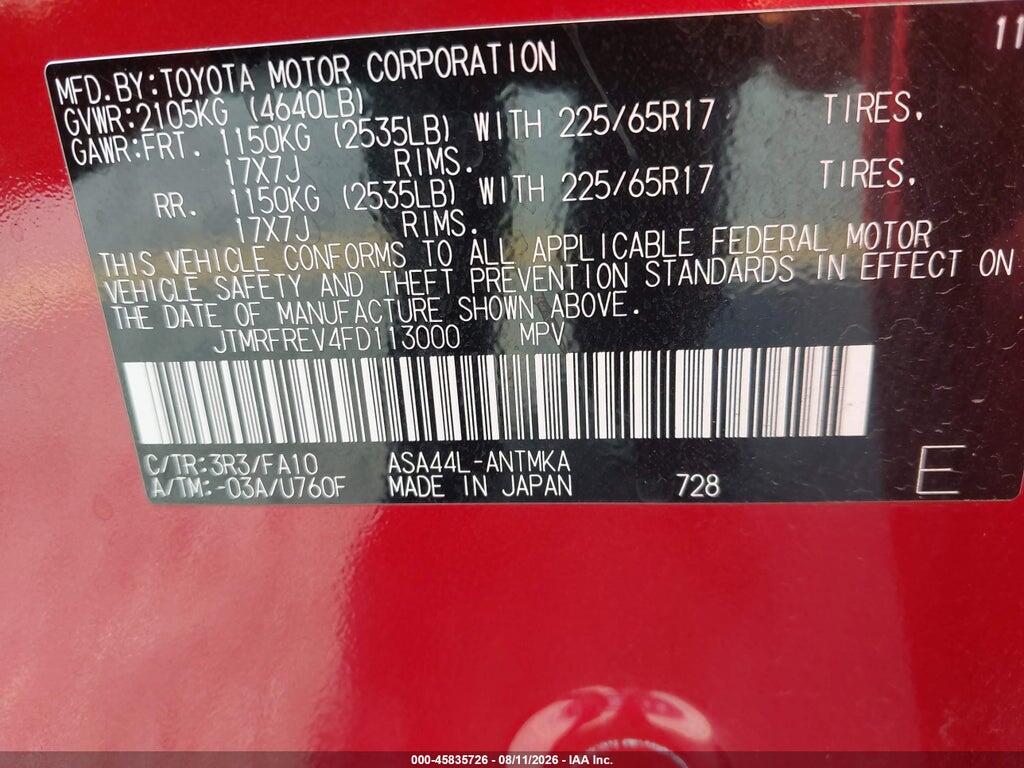 JTMRFREV4FD113000 2015 TOYOTA RAV4 photo no. 9