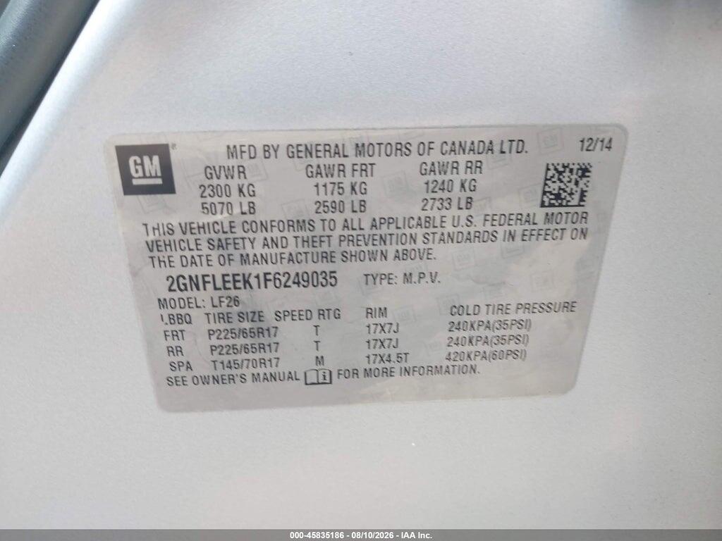 2GNFLEEK1F6249035 2015 CHEVROLET EQUINOX photo no. 9