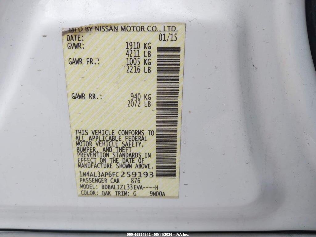 1N4AL3AP6FC259193 2015 NISSAN ALTIMA photo no. 9