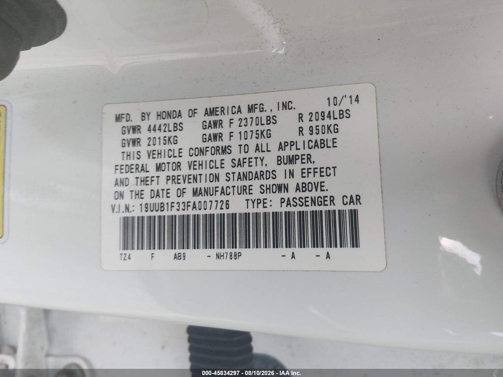 19UUB1F33FA007726 2015 ACURA TLX photo no. 9