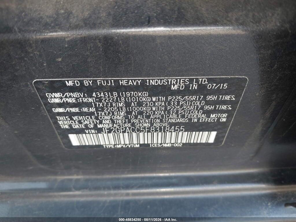 JF2GPACC5F8318455 2015 SUBARU XV CROSSTREK photo no. 9