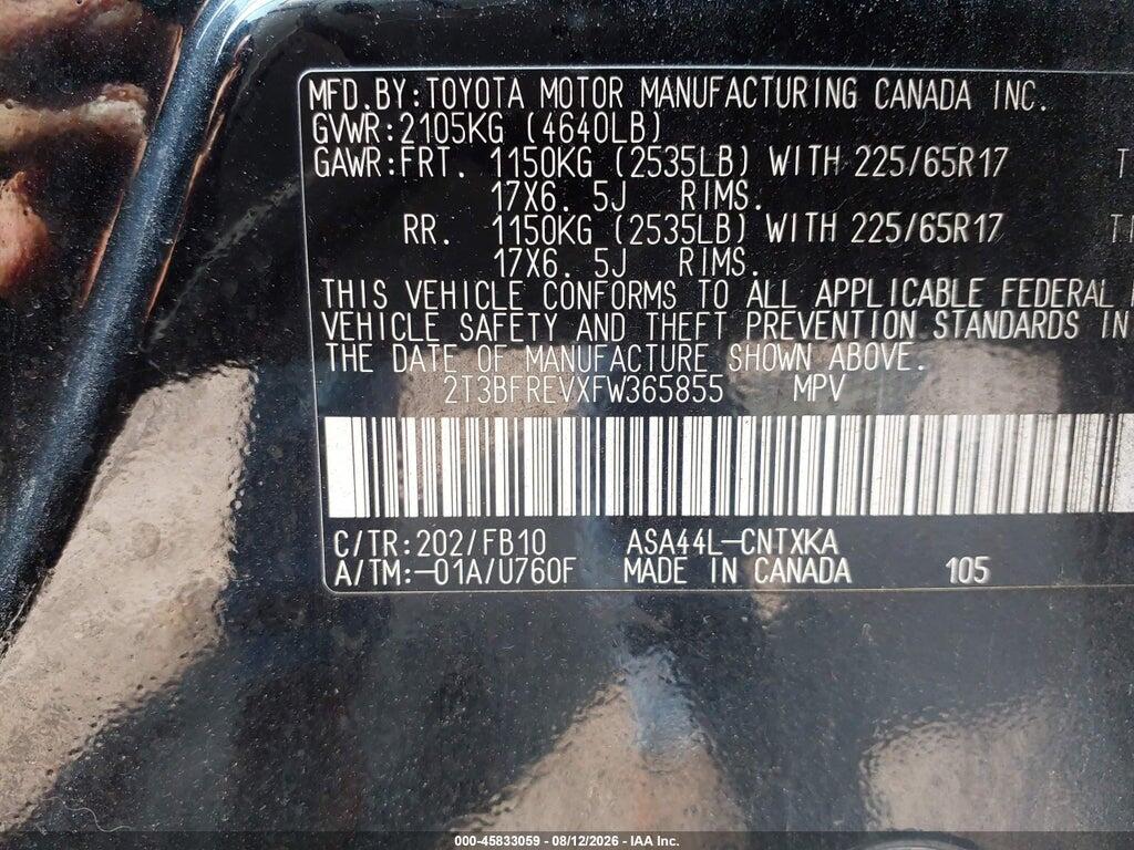 2T3BFREVXFW365855 2015 TOYOTA RAV4 photo no. 9