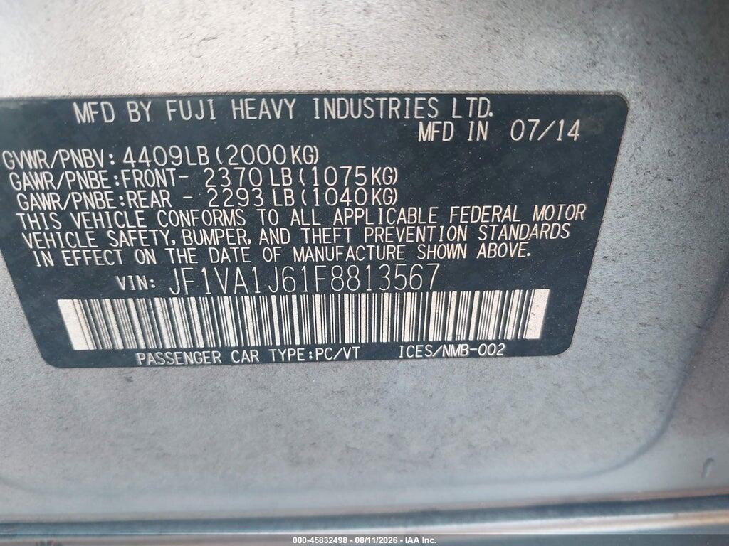 JF1VA1J61F8813567 2015 SUBARU WRX photo no. 9