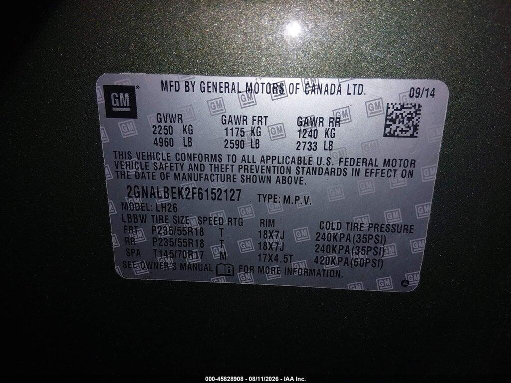 2GNALBEK2F6152127 2015 CHEVROLET EQUINOX photo no. 9