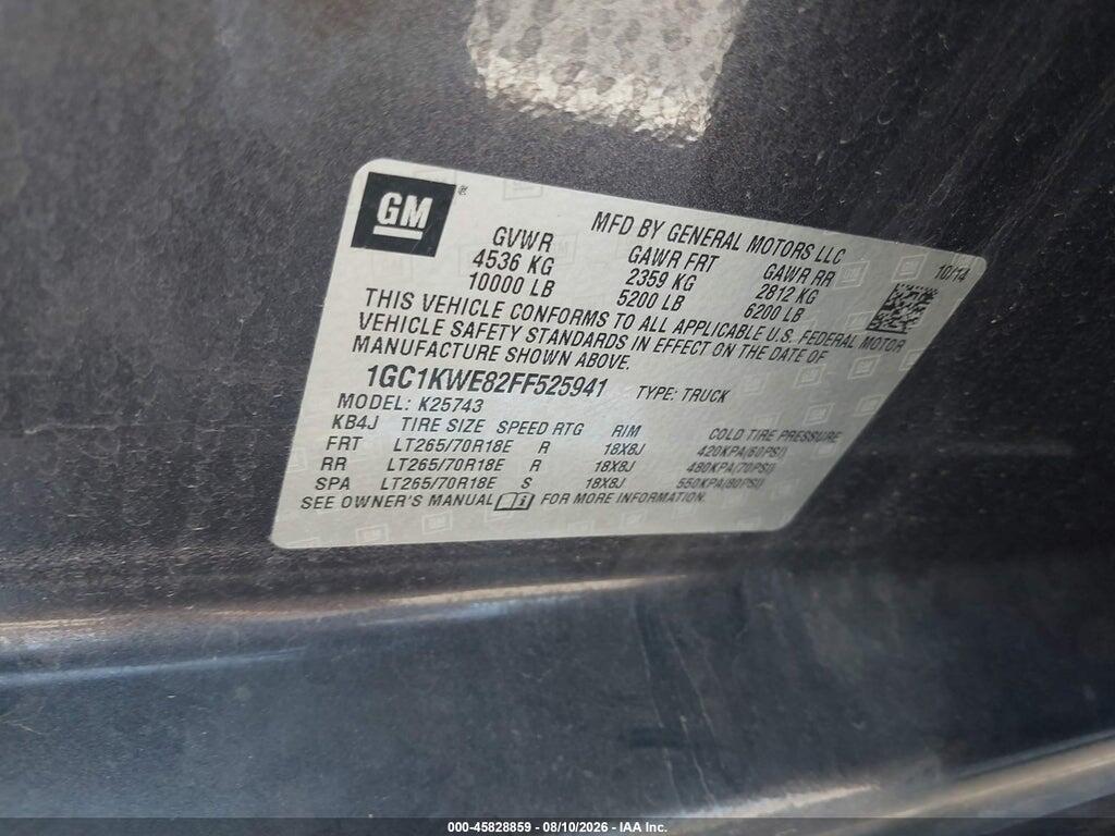 1GC1KWE82FF525941 2015 CHEVROLET SILVERADO 2500HD BUILT AFTER AUG 14 photo no. 9