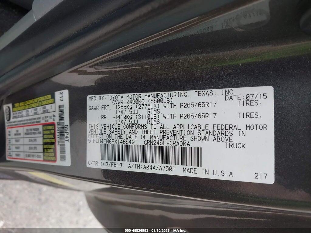 5TFUU4EN8FX146549 2015 TOYOTA TACOMA photo no. 9