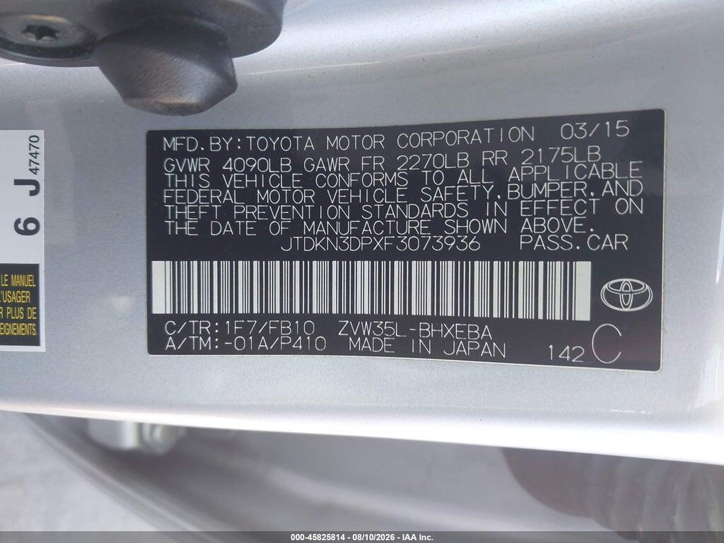 JTDKN3DPXF3073936 2015 TOYOTA PRIUS PLUG-IN photo no. 9