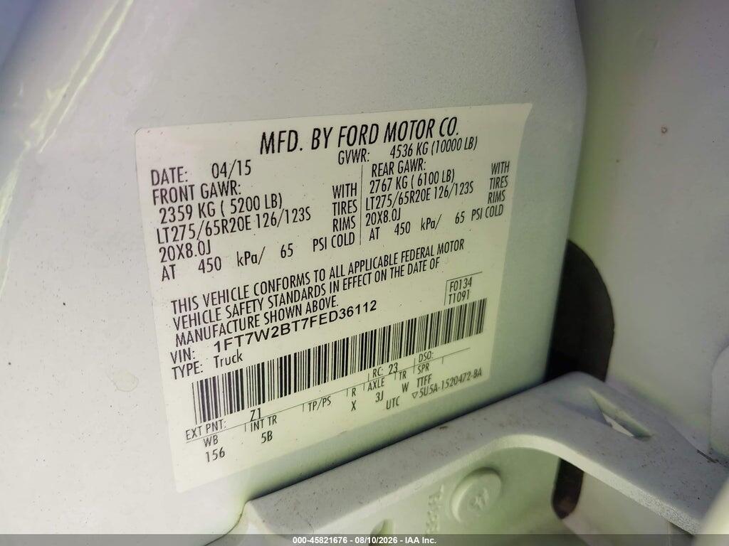 1FT7W2BT7FED36112 2015 FORD F-250 photo no. 9
