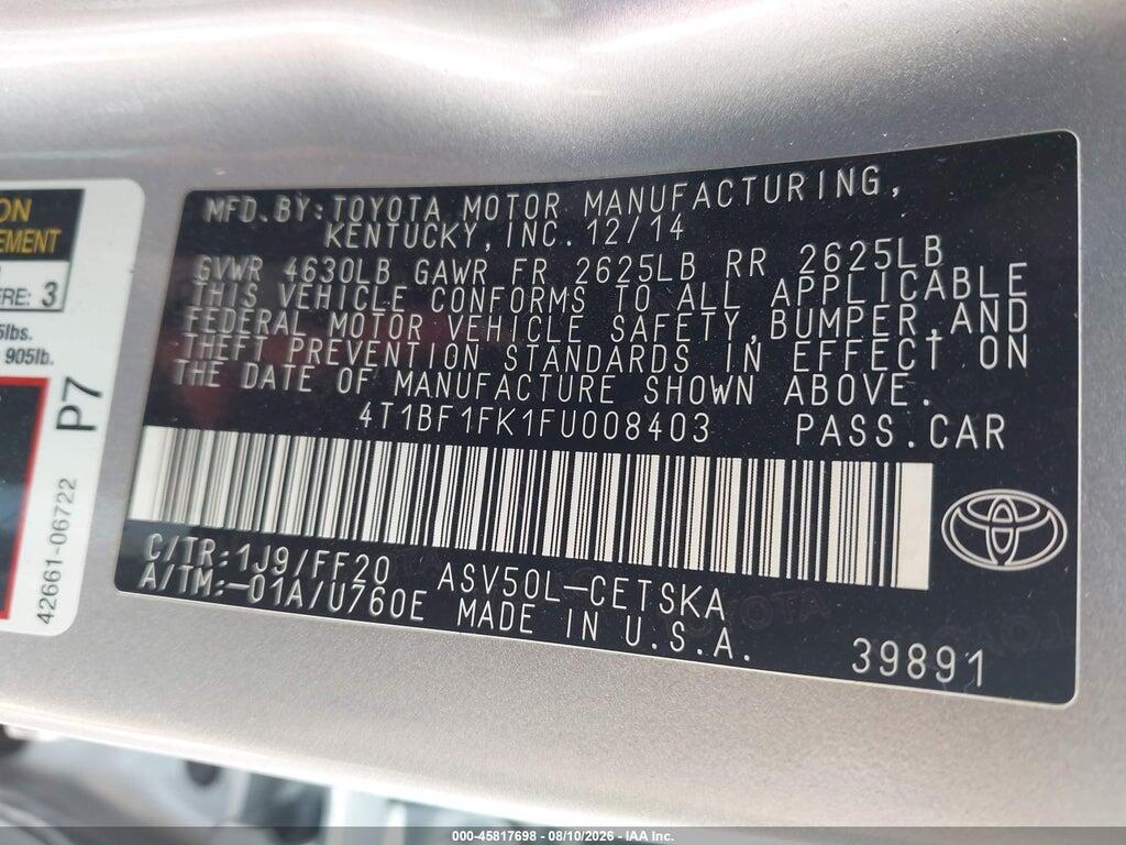 4T1BF1FK1FU008403 2015 TOYOTA CAMRY photo no. 9