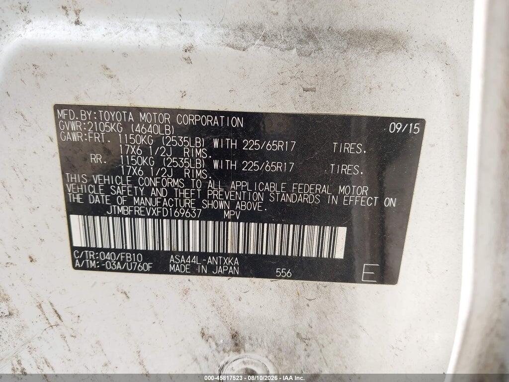 JTMBFREVXFD169637 2015 TOYOTA RAV4 photo no. 9