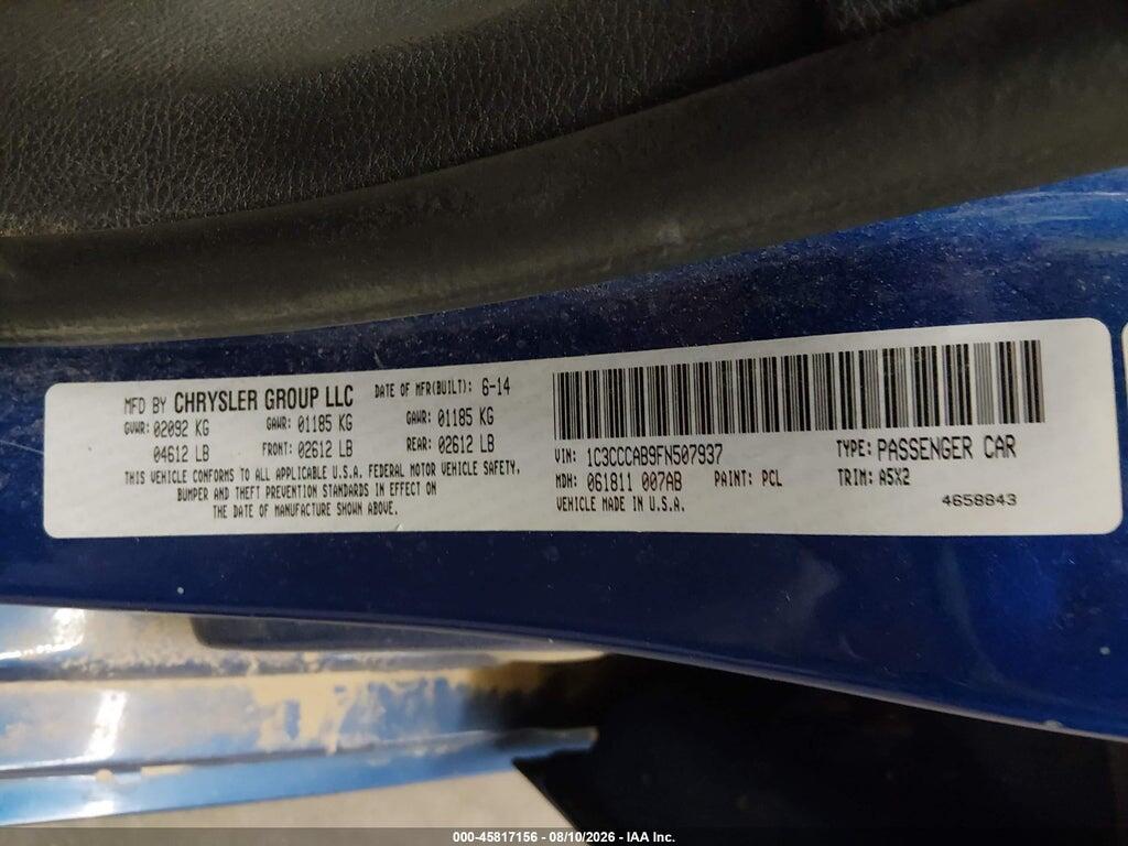 1C3CCCAB9FN507937 2015 CHRYSLER 200 photo no. 9