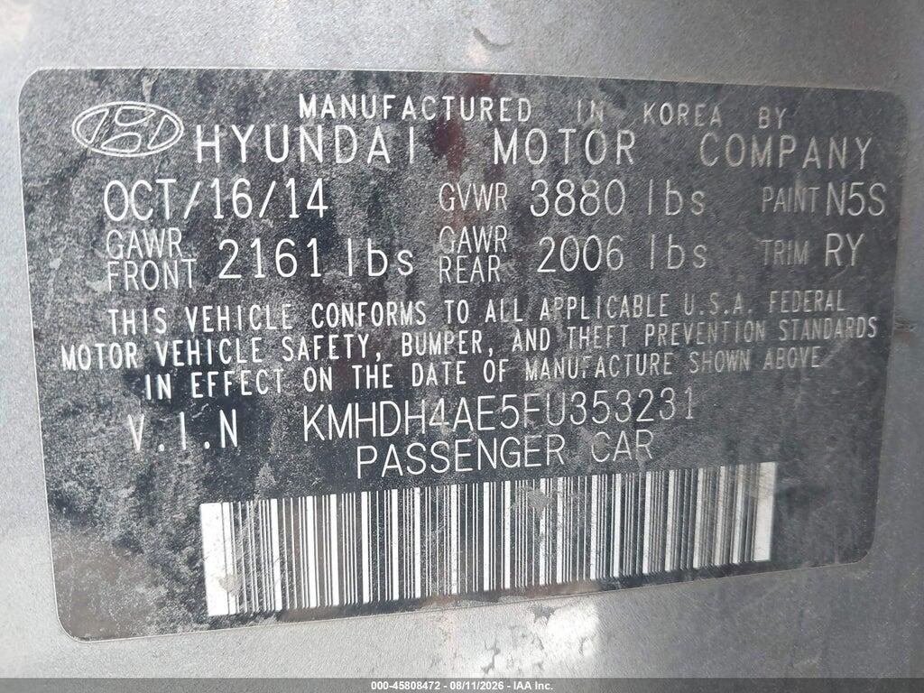 KMHDH4AE5FU353231 2015 HYUNDAI ELANTRA photo no. 9